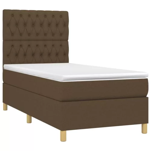  barna szövet rugós és LED-es ágy matraccal 90x190 cm