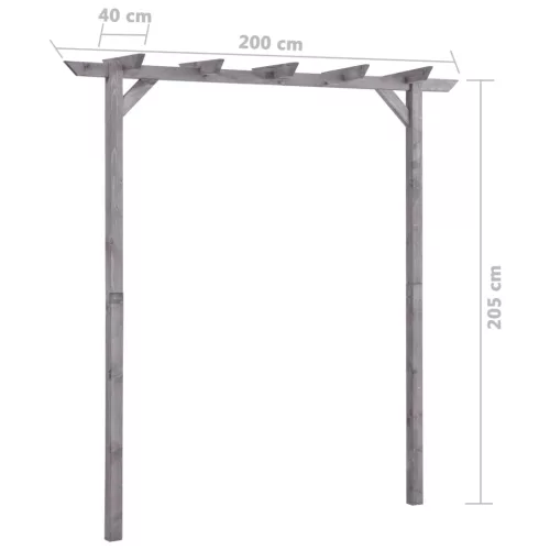  szürke impregnált fenyőfa kerti pergola 200 x 40 x 205 cm