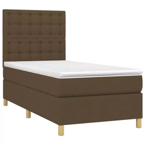  barna szövet rugós és LED-es ágy matraccal 90x190 cm