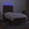  barna szövet rugós és LED-es ágy matraccal 90x190 cm