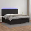  fehér műbőr rugós ágy matraccal és LED-del 200x200 cm