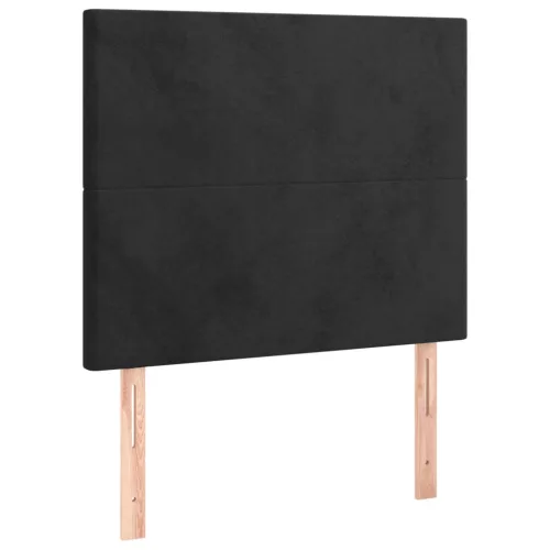  fekete bársony rugós és LED-es ágy matraccal 90x190 cm