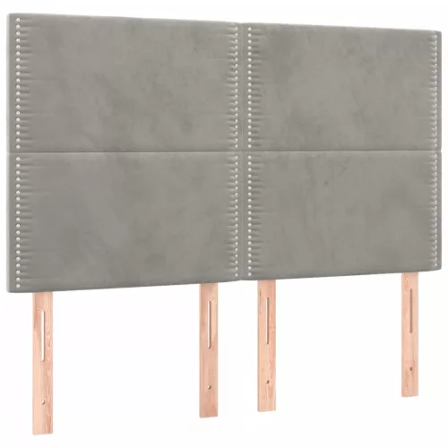  világosszürke bársony rugós és LED-es ágy matraccal 140x200 cm