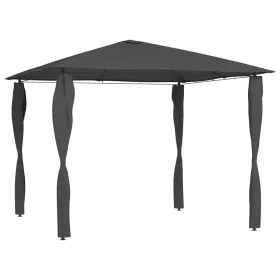    antracitszürke pavilon oszlop takarókkal 3 x 3 x 2,6 m 160 g/m²
