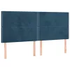  sötétkék bársony rugós és LED-es ágy matraccal 160x200 cm