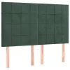  sötétzöld bársony rugós és LED-es ágy matraccal 140x200 cm