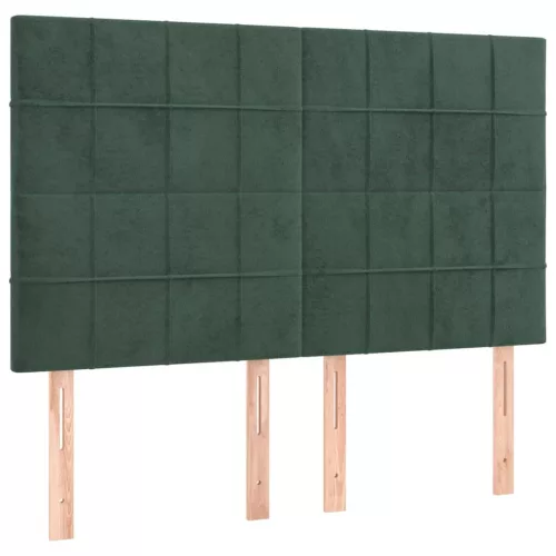  sötétzöld bársony rugós és LED-es ágy matraccal 140x200 cm