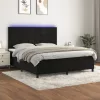  fekete bársony rugós és LED-es ágy matraccal 160x200 cm