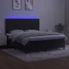  fekete bársony rugós és LED-es ágy matraccal 160x200 cm