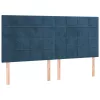  sötétkék bársony rugós és LED-es ágy matraccal 180x200 cm