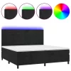  fekete bársony rugós és LED-es ágy matraccal 200x200 cm