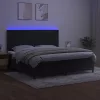  fekete bársony rugós és LED-es ágy matraccal 200x200 cm