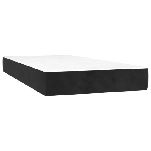  fekete bársony rugós és LED-es ágy matraccal 200x200 cm
