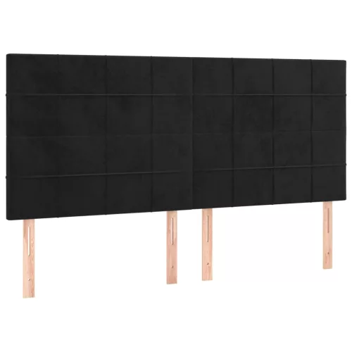  fekete bársony rugós és LED-es ágy matraccal 200x200 cm