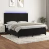  fekete bársony rugós és LED-es ágy matraccal 160x200 cm