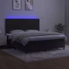  fekete bársony rugós és LED-es ágy matraccal 160x200 cm
