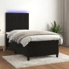  fekete bársony rugós és LED-es ágy matraccal 80 x 200 cm