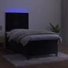  fekete bársony rugós és LED-es ágy matraccal 80 x 200 cm