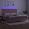  rózsaszín bársony rugós és LED-es ágy matraccal 200x200 cm