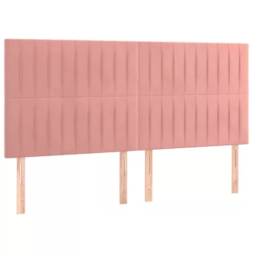  rózsaszín bársony rugós és LED-es ágy matraccal 200x200 cm