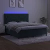  sötétzöld bársony rugós és LED-es ágy matraccal 180x200 cm