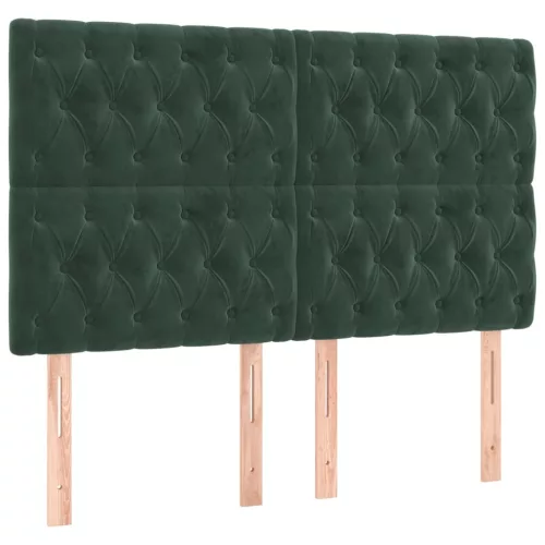 sötétzöld bársony rugós és LED-es ágy matraccal 180x200 cm