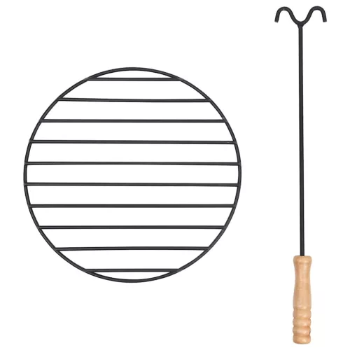  acél tűztál piszkavassal 54 x 54 x 55 cm