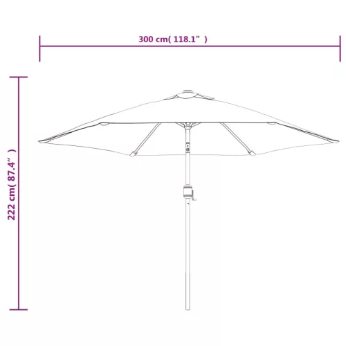 bordó kültéri napernyő fém rúddal 300 cm