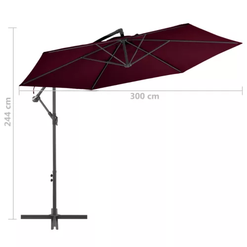  bordó konzolos napernyő alumíniumrúddal 300 cm