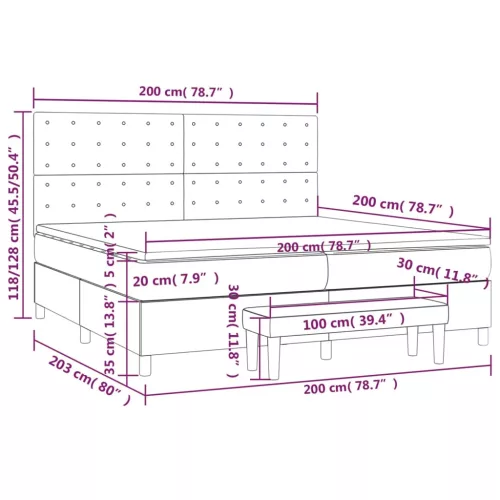 fehér műbőr rugós ágy matraccal 200 x 200 cm