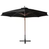  fekete tömör fenyőfa függő napernyő rúddal 3,5 x 2,9 m