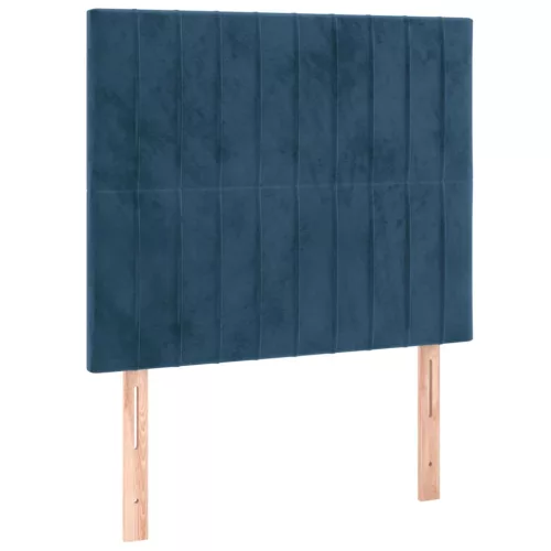  sötétkék bársony rugós ágy matraccal 80 x 200 cm
