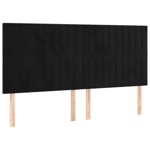  fekete bársony rugós ágy matraccal 180x200 cm