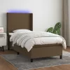  barna szövet rugós és LED-es ágy matraccal 90x190 cm