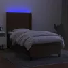  barna szövet rugós és LED-es ágy matraccal 90x190 cm