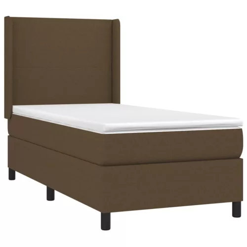  barna szövet rugós és LED-es ágy matraccal 90x190 cm