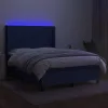  kék szövet rugós és LED-es ágy matraccal 140x190 cm