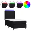  fekete szövet rugós és LED-es ágy matraccal 90x200 cm