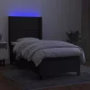  fekete szövet rugós és LED-es ágy matraccal 90x200 cm