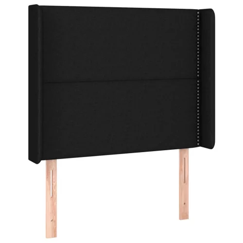  fekete szövet rugós és LED-es ágy matraccal 90x200 cm