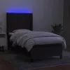  fekete szövet rugós és LED-es ágy matraccal 90x200 cm