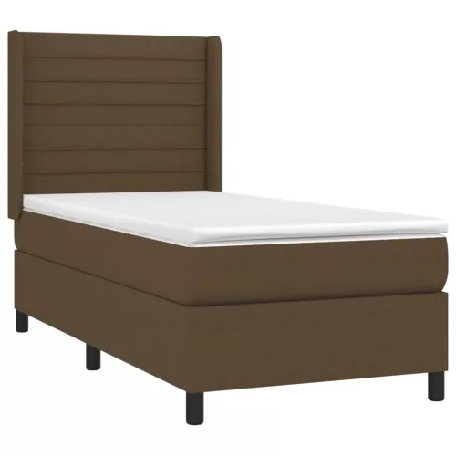  barna szövet rugós és LED-es ágy matraccal 80 x 200 cm