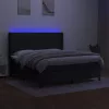  fekete szövet rugós és LED-es ágy matraccal 160x200 cm