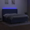  kék szövet rugós és LED-es ágy matraccal 160x200 cm