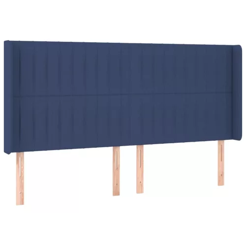  kék szövet rugós és LED-es ágy matraccal 160x200 cm