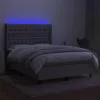  világosszürke szövet rugós és LED-es ágy matraccal 140x200 cm