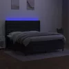  fekete szövet rugós és LED-es ágy matraccal 180 x 200 cm