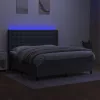  sötétszürke szövet rugós és LED-es ágy matraccal 180 x 200 cm