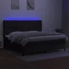  fekete szövet rugós és LED-es ágy matraccal 200x200 cm