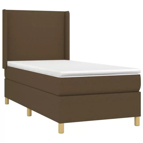  barna szövet rugós és LED-es ágy matraccal 90x190 cm